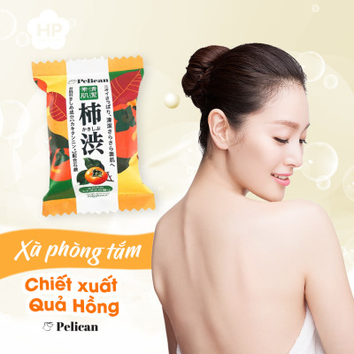 Xà Phòng Tắm Khử Mùi Cơ Thể Chiết Xuất Từ Quả Hồng Pelican Family Soap KSB (80 G)