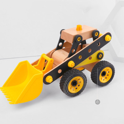 Đồ Chơi Gỗ Xe Xúc, Bộ Đồ Chơi Lắp Ghép Xếp Hình Cho Bé - Tặng Kèm 01 Tranh Ghép Gỗ 16 Mảnh