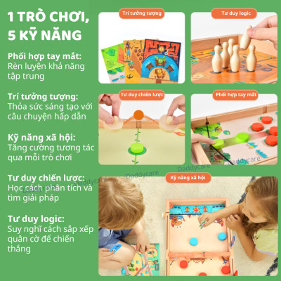 Đồ chơi cờ búng xuyên lỗ thông minh bằng gỗ cao cấp Mideer 10 in 1 Carrom Board Game