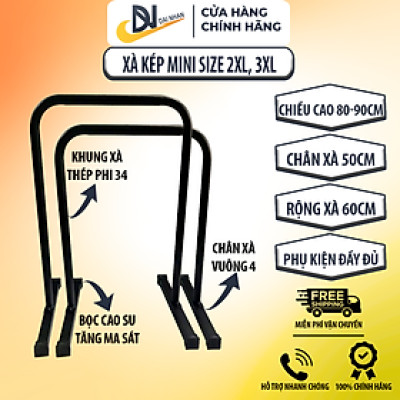 Xà kép mini, Parallettes size 2XL và 3XL (Cao 80cm, 90cm) chính hãng DAI NHAN, làm bằng thép, sơn tĩnh điện
