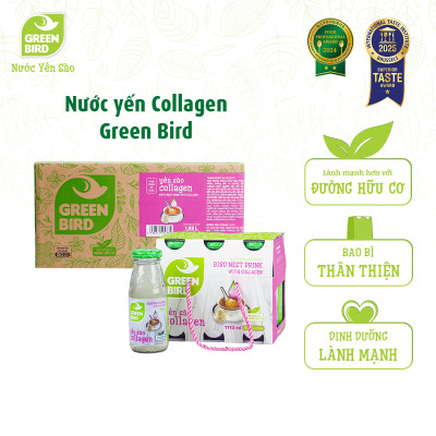 Nước Yến Sào Và Collagen Green Bird Thanh Mát Cơ Thể Chai 185ml