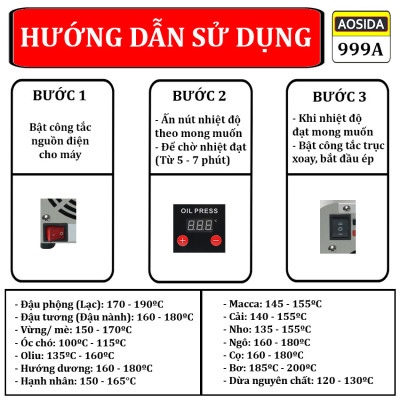 Máy ép dầu thực vật nóng và lạnh dùng trong gia đình. Thương hiệu Anh Quốc cao cấp AOSIDA - 999A. HÀNG CHÍNH HÃNG