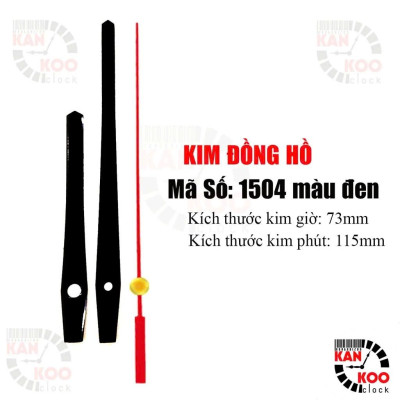 Kim đồng hồ treo tường nhôm Kankoo Clock mã số K1504 màu đen, kim phút dài 11.5cm phù họp cho đồng hồ từ 25cm-35cm