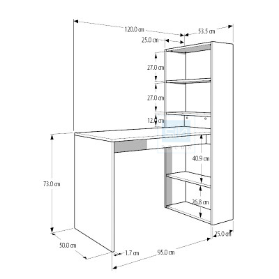 Bàn Làm Việc Kết Hợp Kệ Sách Nhiều Tầng, Gỗ Chống Ẩm Thương Hiệu SIB Decor BLV101
