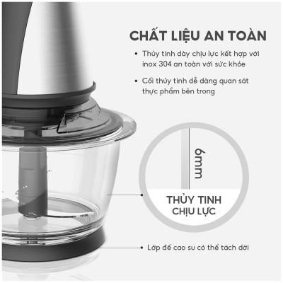 Máy xay thịt đa năng cối thủy tinh, LEBENLANG LBL1930 công suất 400W, dung tích 1200ml, bảo hành 2 năm – hàng chính hãng