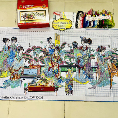 Tranh thêu chữ thập 12 nàng tiên MN0129, kích thước 200 x 75 cm