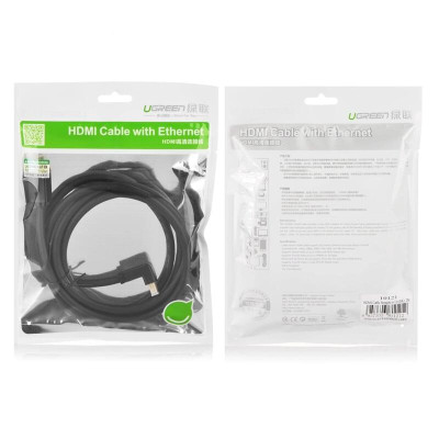 Ugreen UG10173HD103TK 2M màu Đen Cáp tín hiệu HDMI chuẩn 1.4 đầu bẻ góc 90 độ - HÀNG CHÍNH HÃNG