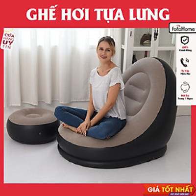Ghế Hơi Tựa Lưng Bọc Nhung Mềm Mịn Êm Ái - Đệm Hơi Lót Chân Cao Cấp - Ghế Sofa Hơi