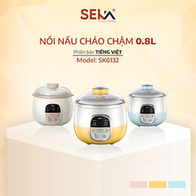 (Model 2025) Nồi Nấu Chậm Đa Năng SEKA SK6132 Nồi Nấu Cháo, Ninh Hầm Hấp 0.8L Hàng Chính Hãng