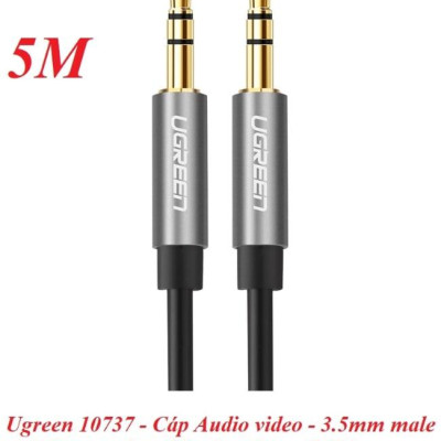 Ugreen UG10737AV119TK 5M màu Đen Cáp âm thanh 2 đầu 3.5mm dương dây tròn TPE cao cấp - HÀNG CHÍNH HÃNG