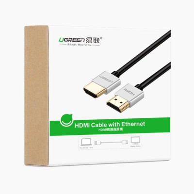 Ugreen UG30476HD117TK 1M màu Bạc Cáp tín hiệu HDMI chuẩn 2.0 sợi siêu nhỏ cao cấp - HÀNG CHÍNH HÃNG