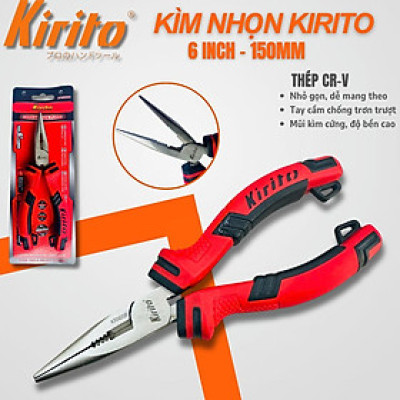 Kìm nhọn Kirito Japan cỡ 6 inch chính hãng chất liệu thép CRV không gỉ siêu cứng siêu bền