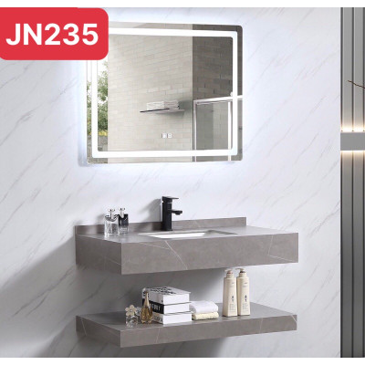 Tủ Lavabo mặt đá 2 tầng chống trầy Juno Sofa 80 x 50 cm Gương led cùng cỡ 80 x 50 cm