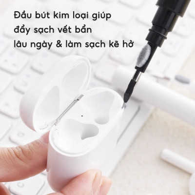 Bút Vệ Sinh Tai Nghe Bluetooth 3 Trong 1 Cao Cấp MIFAN - Làm sạch bụi bẩn trong hộp đựng, loa, cổng sạc, điện thoại - Hàng Nhập Khẩu