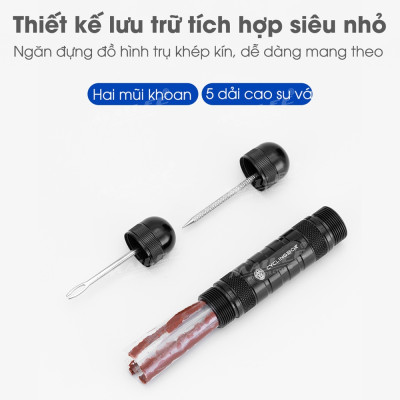 Vá Lụi Mini Xe đạp cho lốp xe không săm bỏ túi CB-9904 chất liệu nhôm nguyên khối, chắc chắn, chiều dài chỉ 9.6cm (tặng kèm thêm 5 sợi vá) - Mai Lee