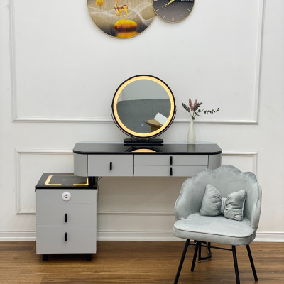 Bàn trang điểm BT Tundo bọc da mặt kính gương led cảm ứng