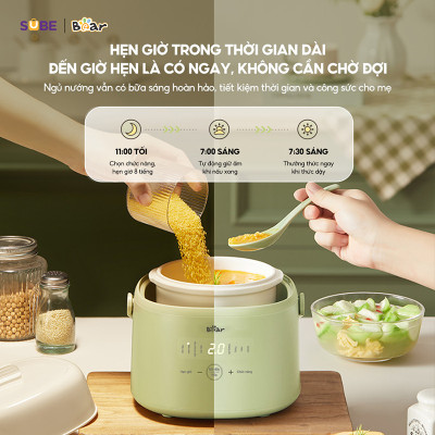 Nồi Nấu Cháo, Nấu Chậm Bear 1L SB-NNC10 Hàng chính hãng