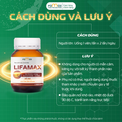 [FAMAX] Hộp 30 viên giải độc gan Lifamax hỗ trợ giải độc gan, mát gan và bảo vệ gan