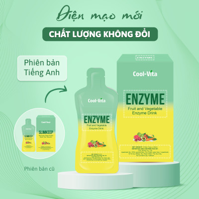 Nước Uống Bổ Sung Enzyme Chiết Xuất Từ Trái Cây và Rau Củ Hỗ Trợ Tiêu Hoá, Thanh Lọc Cơ Thể Coolvita - (45ml× 7 túi)/hộp