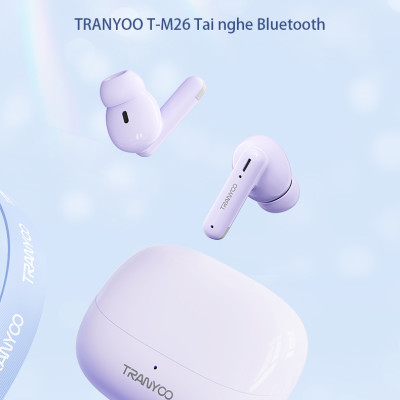 Tai nghe Bluetooth 5.3 TRANYOO T-M26, khử tiếng ồn thông minh, thiết kế đẹp, sang trọng, pin trâu - Hàng chính hãng