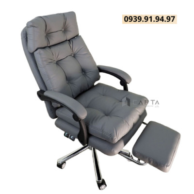 Ghế Gaming Livestream Bán hàng CR4123-P Nội thất Capta Ghế làm việc có gác chân màu xám xoay 360 độ ngã nằm nệm dày chân xoay thép mạ chrome hàng nhập khẩu Gaming chair hcm
