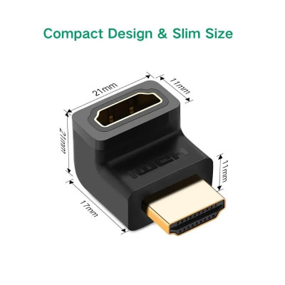 Ugreen UG20110HD112TK Màu Đen Đầu nối dài HDMI gập 90 độ - HÀNG CHÍNH HÃNG