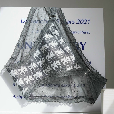 Combo 5 quần lót nữ thun dệt in hình gấu phối ren 409 – Co giãn 4 chiều, siêu mềm mại