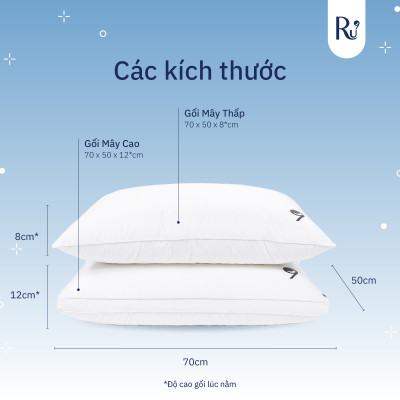 Gối Mây Ru9, Chất Liệu Microfiber 3D Tân Tiến, Đặc Biệt Chống Thấm, Nâng Đỡ Cổ - Ôm Trọn Đầu Giúp Ngủ Ngon, 2 Kích Thước