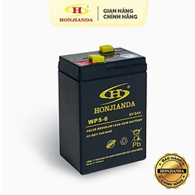 Bình ắc quy khô 6V-5Ah thay thế cho quạt sạc đèn sạc Honjianda - Hàng Chính Hãng