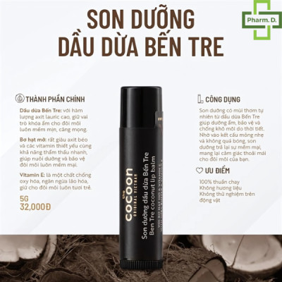 Son Dưỡng Môi Dầu Dừa Cocoon 5g – Dưỡng Ẩm Môi Khô, Giảm Nứt Nẻ, Phục Hồi Môi Thâm – Son Dưỡng Thiên Nhiên Thuần Chay