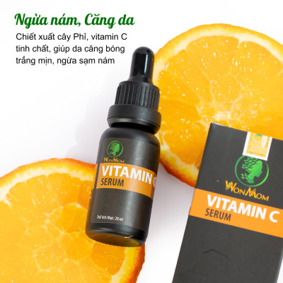 Bộ dưỡng trắng hồng, mịn màng da mặt Wonmom ( 1 serum vitamin C + 1 kem nghệ tươi )