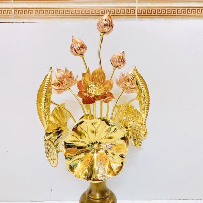 HOA SEN ĐỒNG CAO 75 CM NẶNG 3.8 KG CHẤT LIỆU BẰNG ĐỒNG 