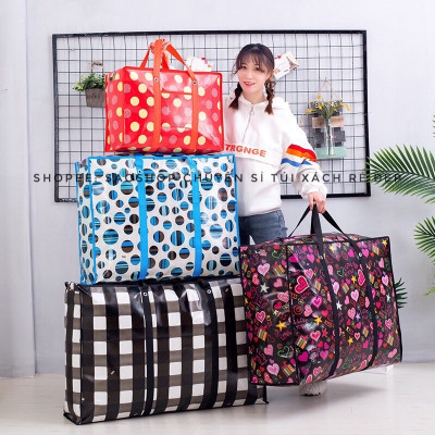 Túi bạt - Túi dứa bỏ hành lý - Túi đựng đồ chăn quần áo có dây kéo kích thước lớn 50 x 35 x 20cm siêu bền , rất tiện dụng cho mọi gia đình