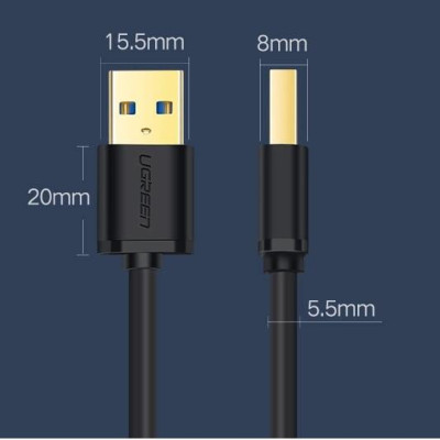 Ugreen UG10371US128TK 2M màu Đen Cáp 2 đầu USB 3.0 dương cao cấp - HÀNG CHÍNH HÃNG