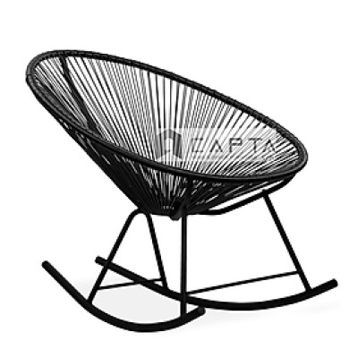 Ghế ngồi thư giãn bập bênh màu đen ACAPULCO ROCKING Nội thất Capta Ghế sân vườn có tay sợi tròn chân thép sơn bập bênh tại HCM