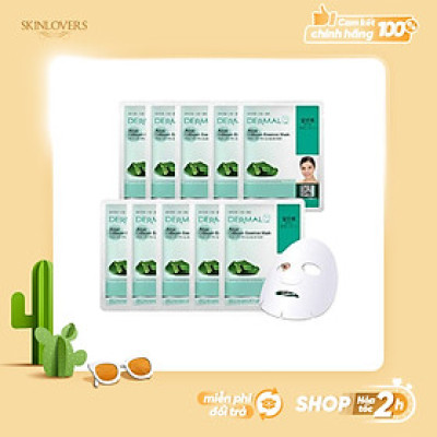 [ Tặng 2 miếng ] Set 10 Mặt nạ dưỡng da tinh chất lô hội Dermal