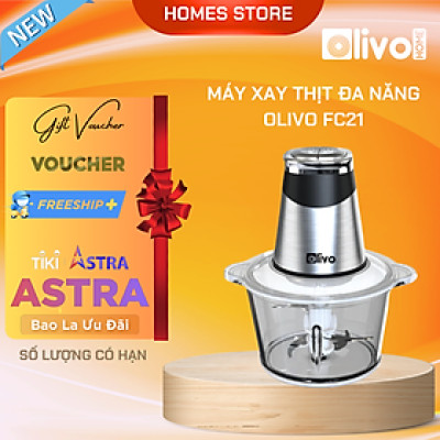 Máy Xay Thịt, Máy Xay Thực Phẩm Đa Năng OLIVO FC21 Thương Hiệu Mỹ Dung Tích 2.1 Lít Công Suất 500 W - Hàng Chính Hãng