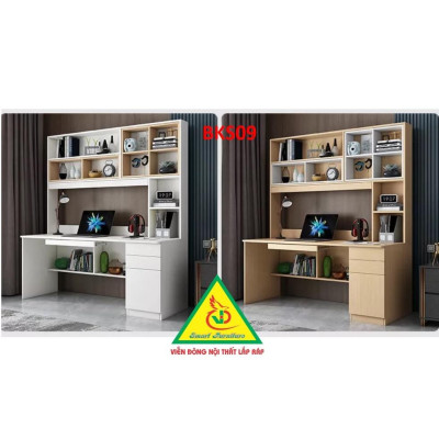 Bàn làm việc, bàn học khung sắt mặt gỗ BKS09 - Nội thất lắp ráp Viendong Adv