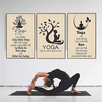(ẢNH THẬT) Tranh treo tường trang trí Yoga có khung kèm đinh chuyên dụng dễ treo không phải khoan tường
