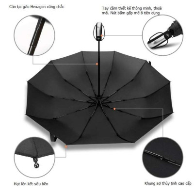 Ô tự động gấp gọn - Dù che nắng - Dù che mưa tự động - loại 10 nan - Giao màu ngẫu nhiên