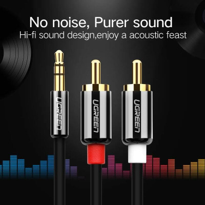 Ugreen UG20780AV116TK 8M màu Đen Cáp âm thanh 2 đầu Bông sen sang 3.5mm Dương mạ vàng - HÀNG CHÍNH HÃNG