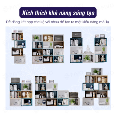 Tủ Kệ Sách Đa Năng FIVO FB03, Thiết Kế Chắc Chắn Có Tấm Lưng, Phù Hợp Mọi Không Gian, Dễ Dàng Lắp Ráp, Decor Linh Hoạt
