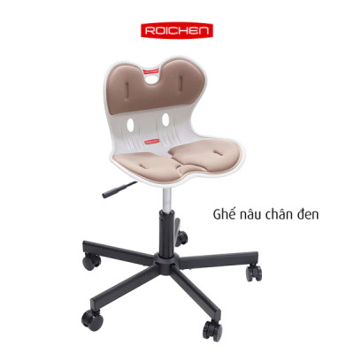 [Ghế Roichen WOW Minh Ngọc] Ghế chỉnh dáng ngồi đúng  có chân xoay Roichen - WOW Hàn Quốc. Màu nâu chân đen