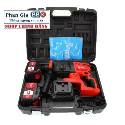 [LOẠI 1] Máy Khoan Bê Tông Pin KEN 199V - Bộ 2 PIN 15 CELL  Động Cơ Không Chổi Than 3 Chức Năng Chân Pin Phổ Thông