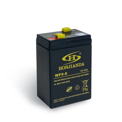 Bình ắc quy khô 6V-5Ah thay thế cho quạt sạc đèn sạc Honjianda - Hàng Chính Hãng