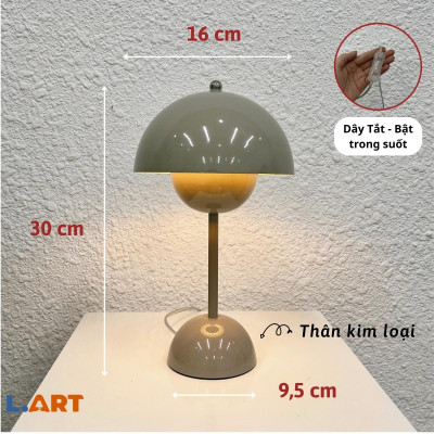 Đèn bàn trang trí đèn đọc sách đèn ngủ kim loại mạ sơn chống rỉ hiện đại màu xám size nhỏ DBK005X