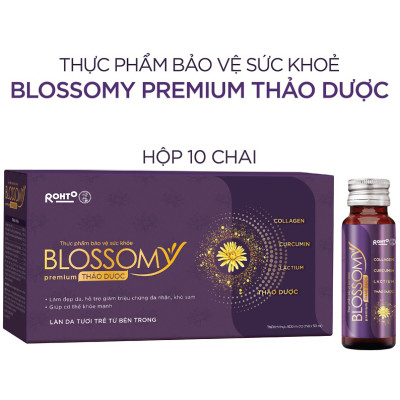 Nước uống collagen thảo dược giúp đẹp da, hỗ trợ ngủ ngon Blossomy Premium lốc 10 chai x 50ml