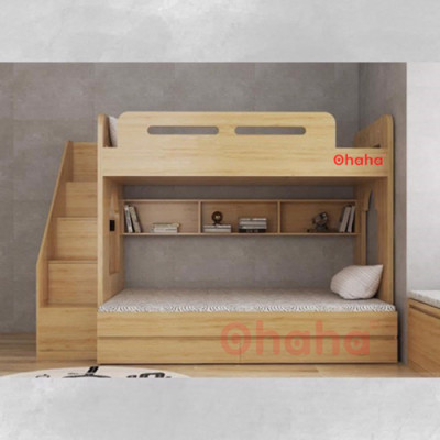 [Kèm Video thực tế & Miễn phí vận chuyển, lắp đặt] Giường tầng trẻ em thông minh hiện đại Ohaha kèm cầu thang hộc - GTHĐ008