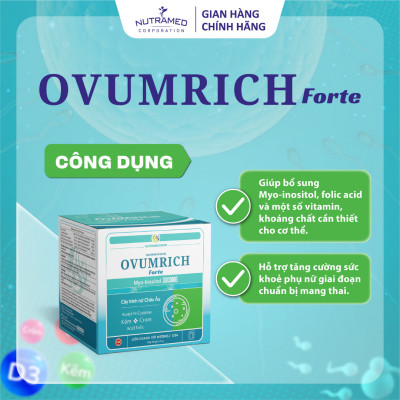Ovumrich Forte giúp bổ sung Myo-inositol, vitamin và khoáng chất cần thiết cho phụ nữ thả bầu (30 gói) - Nutramed