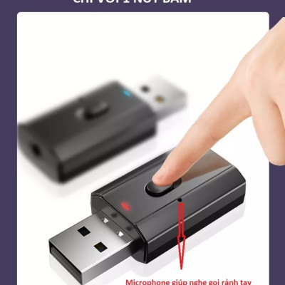 Thiết bị thu phát âm thanh Usb bluetooth 5.0 đa chức năng jack cắm 3.5mm cho loa, Tivi, máy tính, laptop, xe ô tô tặng kèm que chọc sim, Hàng Chính Hãng